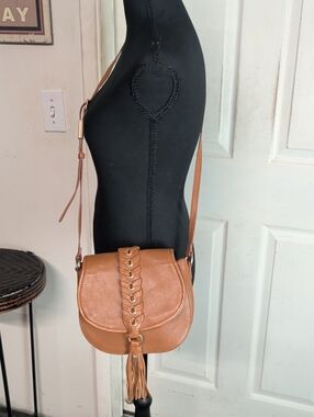 Foley Corinna La Trenza Saddle Bag Flap Leather Crossbody Bag